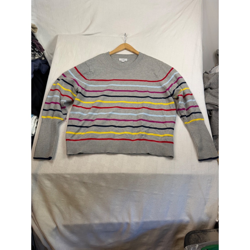 La Ligne x Target Gray Striped Cashmere Blend Crewneck Sweater 2X Multi Color